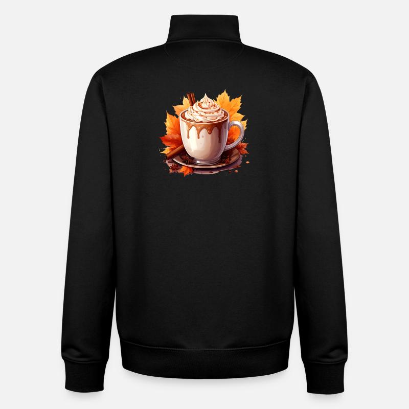 Cacao d'automne - Sweat zippé unisexe en coton bio Stanley/Stella - noir