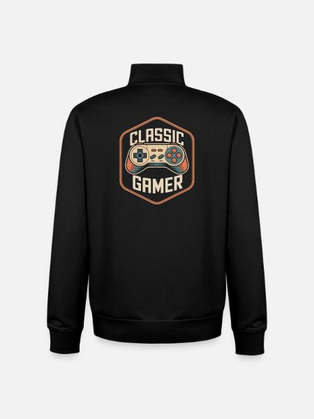Classic Gamer Retro Controller Nostalgia - Unisex Organic Zip Sweatshirt by Stanley/Stella - black