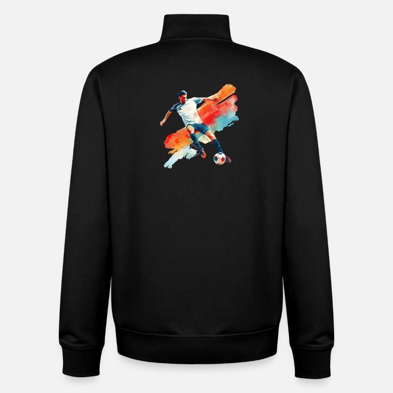 Dynamic soccer player in motion - Unisex Organic Zip Sweatshirt by Stanley/Stella - black
