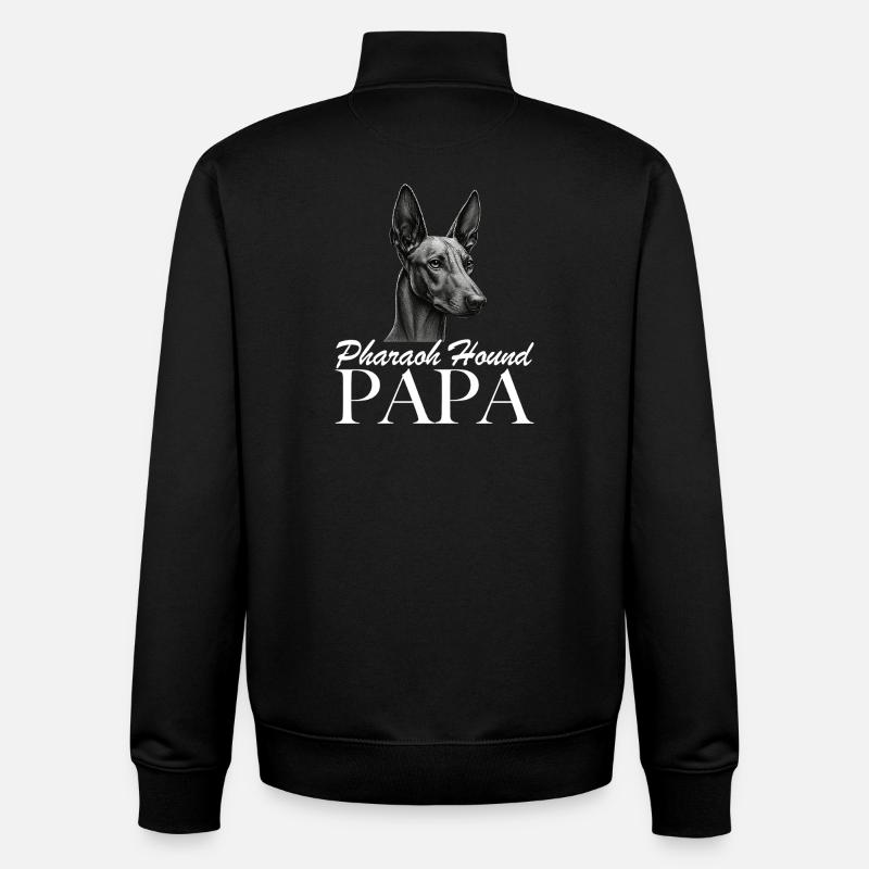 Papa chien pharaon - Sweat zippé unisexe en coton bio Stanley/Stella - noir