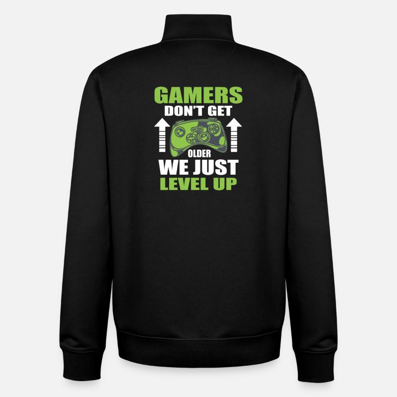 Conception motivante Gamer Level Up - Sweat zippé unisexe en coton bio Stanley/Stella - noir