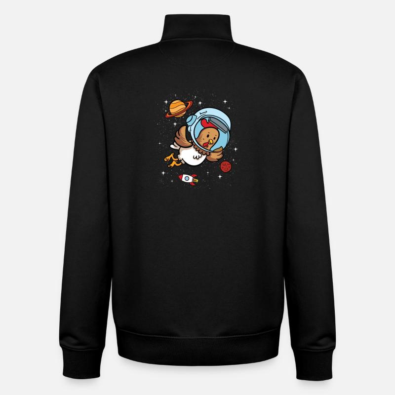 Poulet Poulets Galaxie Univers Astronaute - Sweat zippé unisexe en coton bio Stanley/Stella - noir