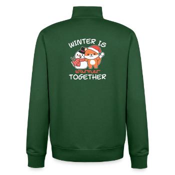 Fuchs Winter is warmer together Schneemann - Unisex Organic Zip Sweatshirt von Stanley/Stella - Flaschengrün - Hinten - AI Model Male 185 dark (185cm)