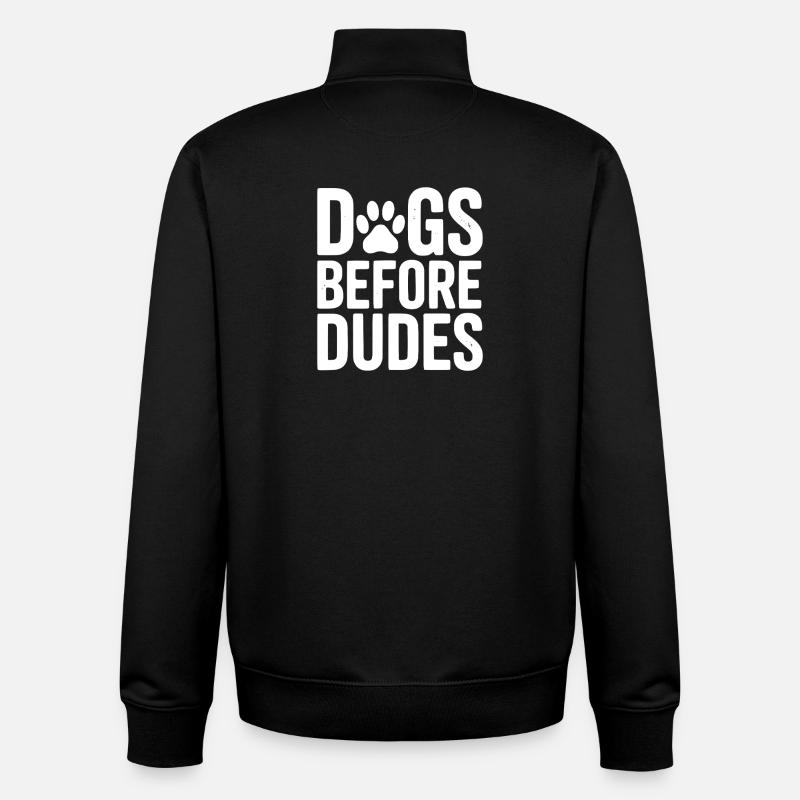 Les chiens avant les mecs - Sweat zippé unisexe en coton bio Stanley/Stella - noir