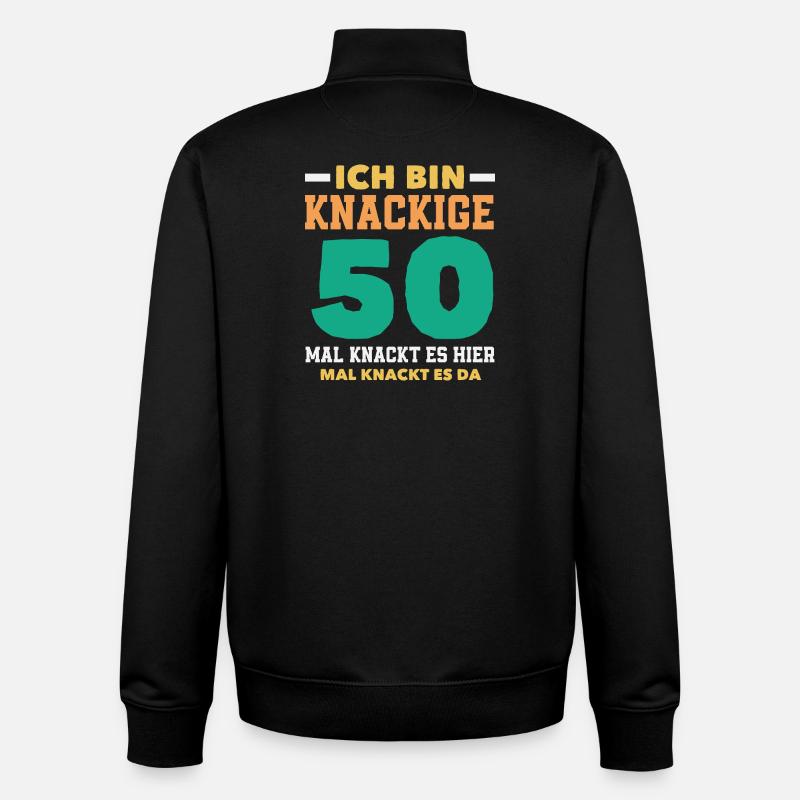 Cadeau amusant pour un 50e anniversaire - Sweat zippé unisexe en coton bio Stanley/Stella - noir