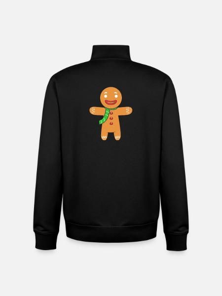Gingerbread Christmas Gingerbread Man - Unisex Organic Zip Sweatshirt by Stanley/Stella - black