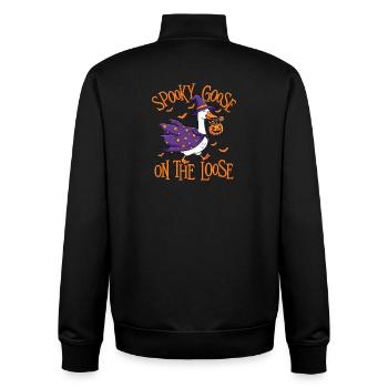 Spooky Goose On The Loose Halloween Humour - Sweat zippé unisexe en coton bio Stanley/Stella - noir - Dos - AI Model Male 185 light (185cm)