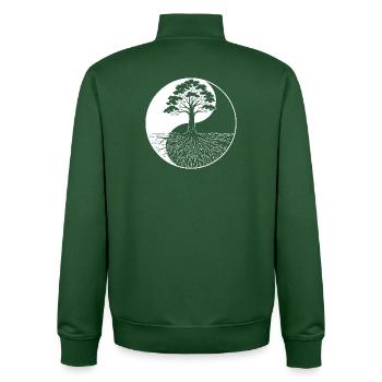 Tree of Life Ying Yang Motif - Unisex Organic Zip Sweatshirt by Stanley/Stella - bottle green - Back - AI Model Male 185 dark (185cm)