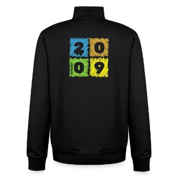 16. Geburtstag Farbige Patches since 10/2009 - Unisex Organic Zip Sweatshirt by Stanley/Stella - black - Back - AI Model Male 185 light (185cm)
