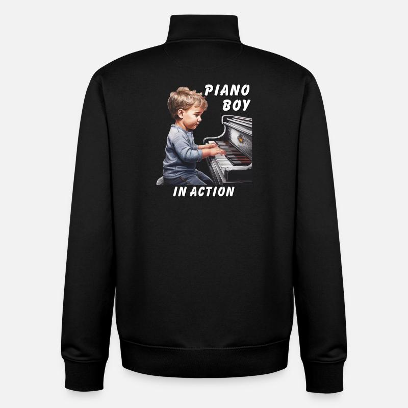 PIANO BOY EN ACTION - Sweat zippé unisexe en coton bio Stanley/Stella - noir