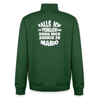 Lustiges Mario Zitat Design - Unisex Organic Zip Sweatshirt von Stanley/Stella - Flaschengrün - Hinten - AI Model Male 185 dark (185cm)