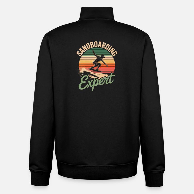 Retro Sunset Sandboarder Expert Summer - Unisex Organic Zip Sweatshirt by Stanley/Stella - black