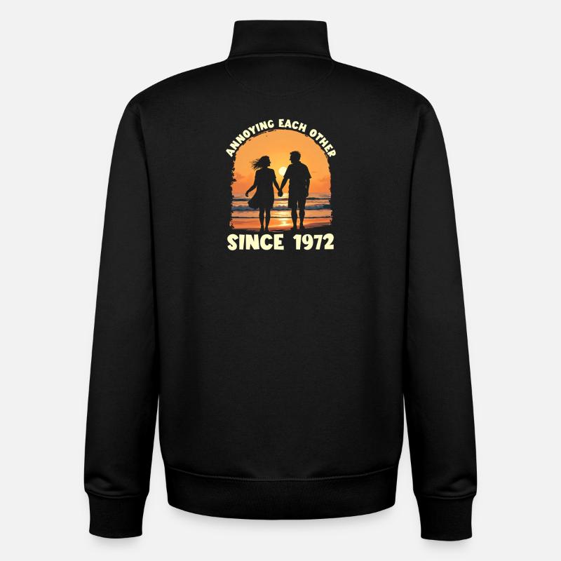 Anniversaire du harcèlement mutuel depuis 1972 - Sweat zippé unisexe en coton bio Stanley/Stella - noir