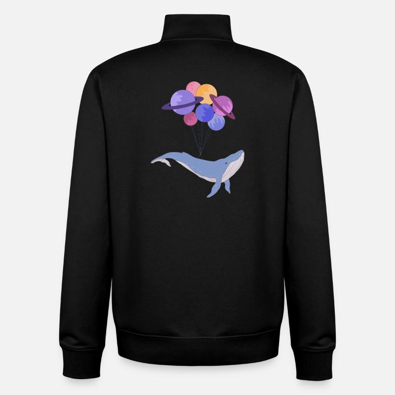 Baleine de l’espace - Sweat zippé unisexe en coton bio Stanley/Stella - noir