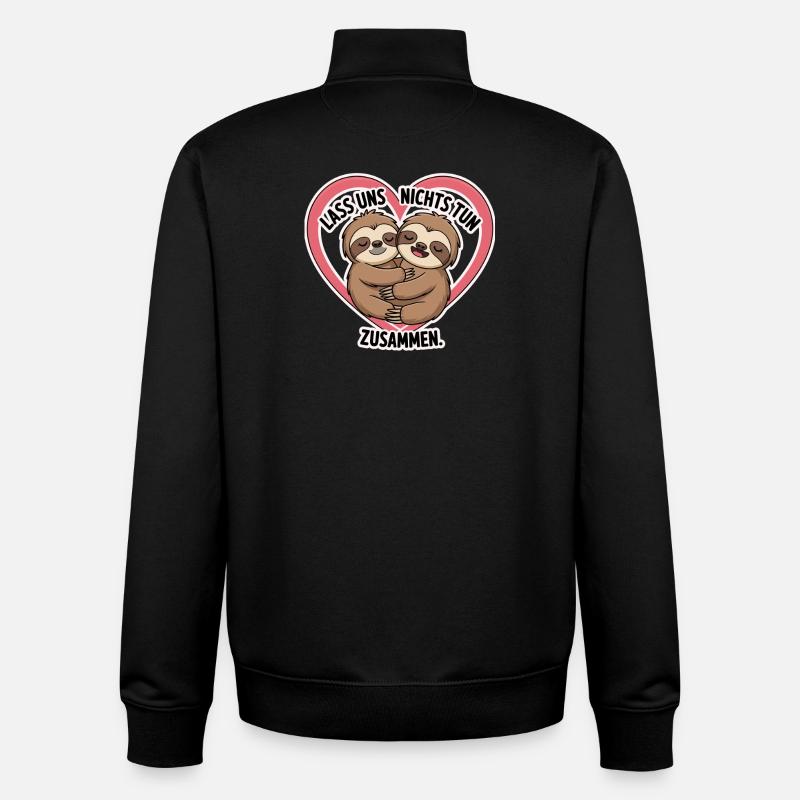 Let's do nothing together sloths - Unisex Organic Zip Sweatshirt by Stanley/Stella - black