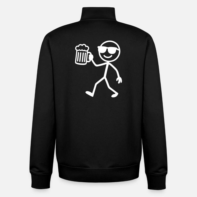 strichmännchen bier - Unisex Organic Zip Sweatshirt von Stanley/Stella - Schwarz