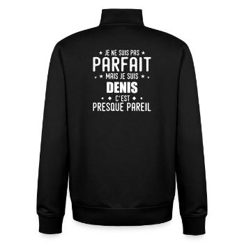 Denis: authentic, imperfect, top, perfection - Unisex Organic Zip Sweatshirt by Stanley/Stella - black - Back - AI Model Male 185 light (185cm)