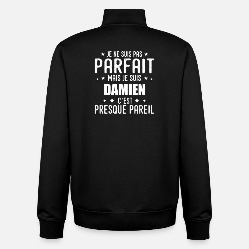 Damien: authentic, imperfect, top, perfection - Unisex Organic Zip Sweatshirt by Stanley/Stella - black