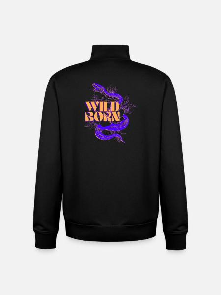 Wild geborene Schlange und Blatt Illustration - Unisex Organic Zip Sweatshirt von Stanley/Stella - Schwarz