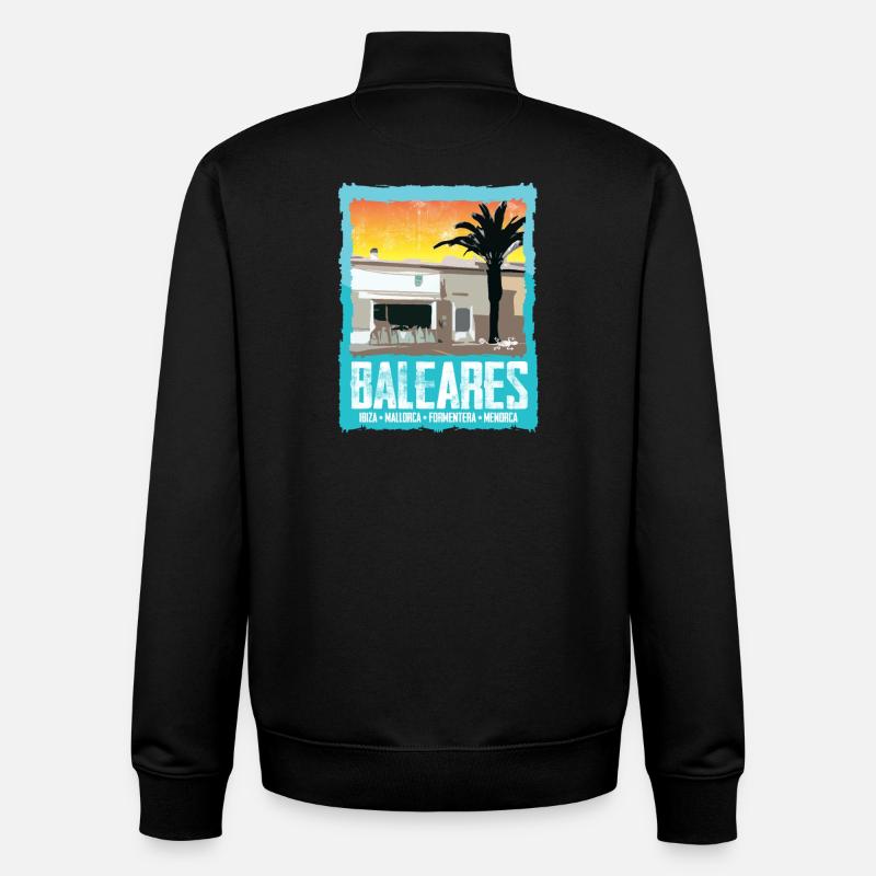 Îles Baléares Coucher de soleil Silhouette - Sweat zippé unisexe en coton bio Stanley/Stella - noir