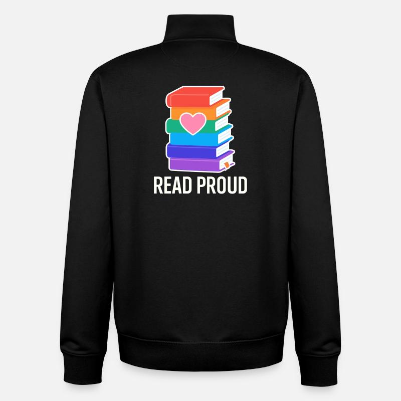 Reading Pride With Rainbow Heart - Unisex Organic Zip Sweatshirt by Stanley/Stella - black