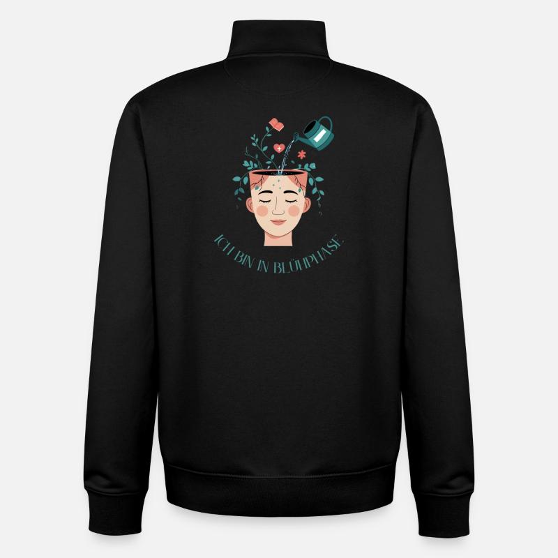 Blooming thoughts - I'm in blooming phase - Unisex Organic Zip Sweatshirt by Stanley/Stella - black