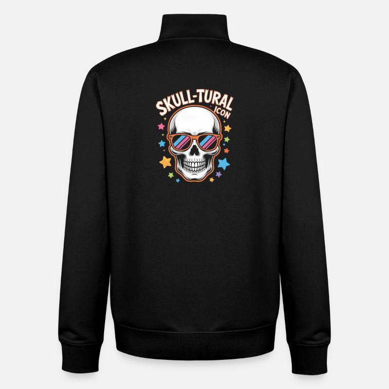 Halloween Skull Tural Icon Retro - Unisex Organic Zip Sweatshirt von Stanley/Stella - Schwarz