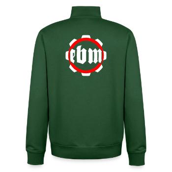 Conception d’engrenages d’inspiration industrielle - EBM - Sweat zippé unisexe en coton bio Stanley/Stella - vert bouteille - Dos - AI Model Male 185 dark (185cm)