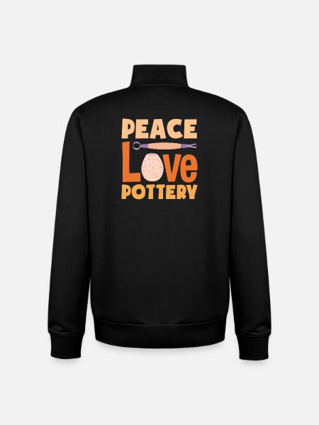 Peace Love Pottery Crafts - Unisex Organic Zip Sweatshirt by Stanley/Stella - black