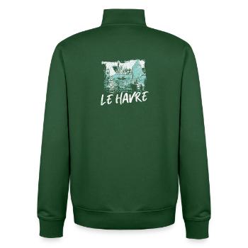 Le Havre Port et Voiles Écume - Sweat zippé unisexe en coton bio Stanley/Stella - vert bouteille - Dos - AI Model Male 185 dark (185cm)