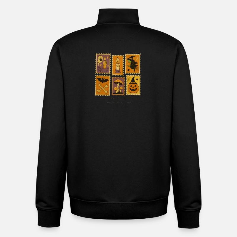 Halloween Witch and Pumpkin Sticker Set - Unisex Organic Zip Sweatshirt by Stanley/Stella - black