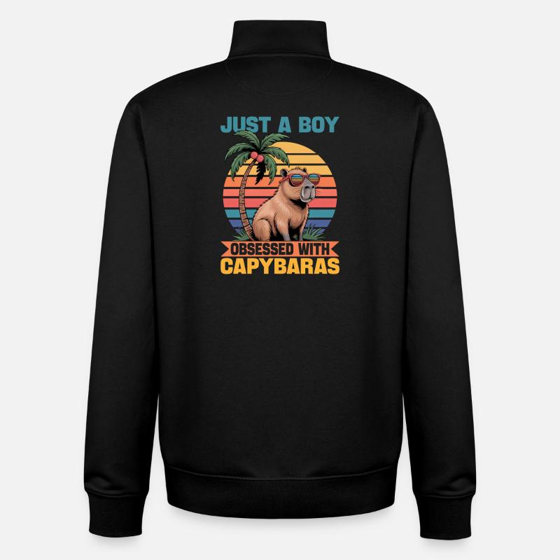 Funny Capybara - Unisex Organic Zip Sweatshirt von Stanley/Stella - Schwarz