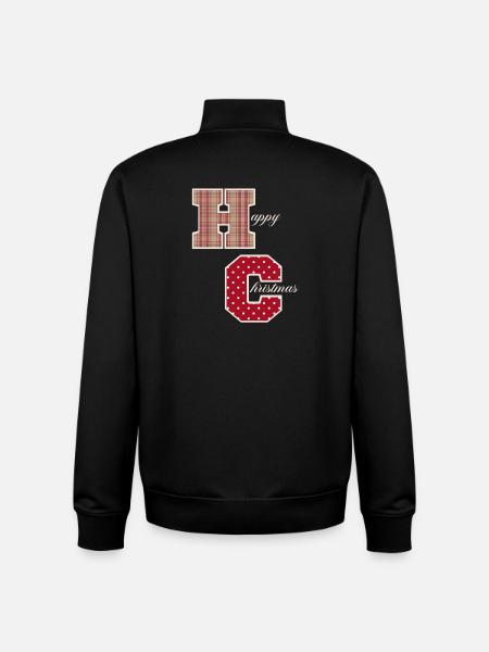 "Happy Christmas" letters with Christmas pattern - Unisex Organic Zip Sweatshirt by Stanley/Stella - black