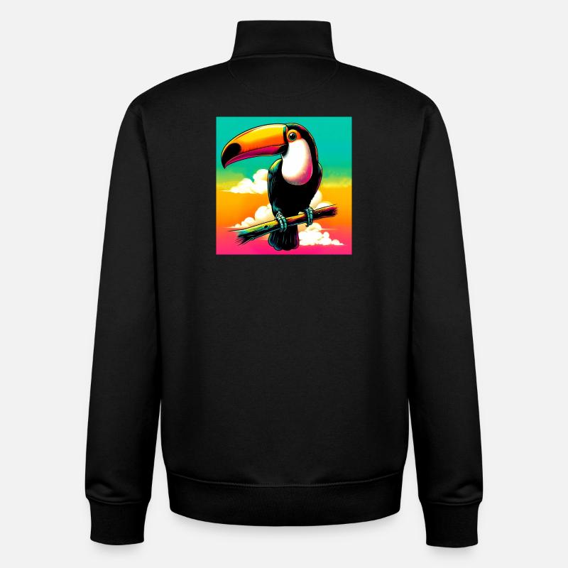 toucan - Sweat zippé unisexe en coton bio Stanley/Stella - noir