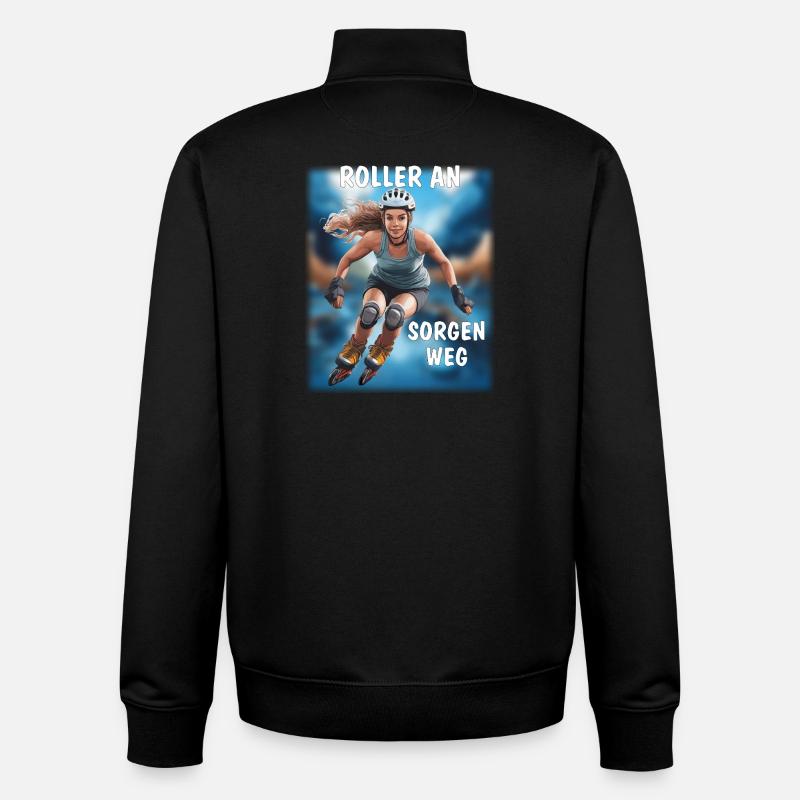 MRS. ROLLER AWAY FROM WORRIES - Unisex Organic Zip Sweatshirt by Stanley/Stella - black