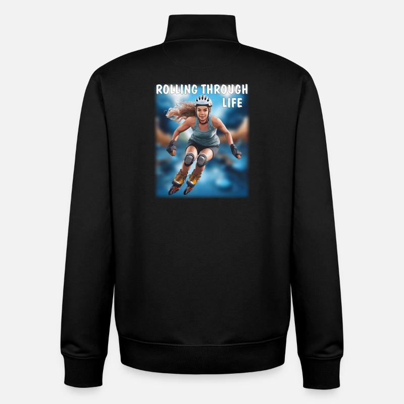 FRAU Rollschuhe ROLLING THROUGH LIFE - Unisex Organic Zip Sweatshirt von Stanley/Stella - Schwarz