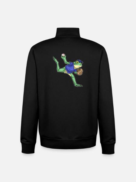 Frog Baseball Baseball Glove - Unisex Organic Zip Sweatshirt by Stanley/Stella - black