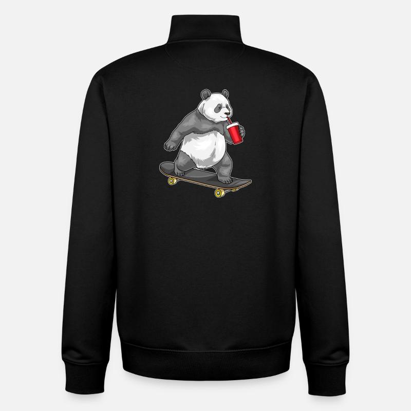 Panda Skater Skateboard - Sweat zippé unisexe en coton bio Stanley/Stella - noir