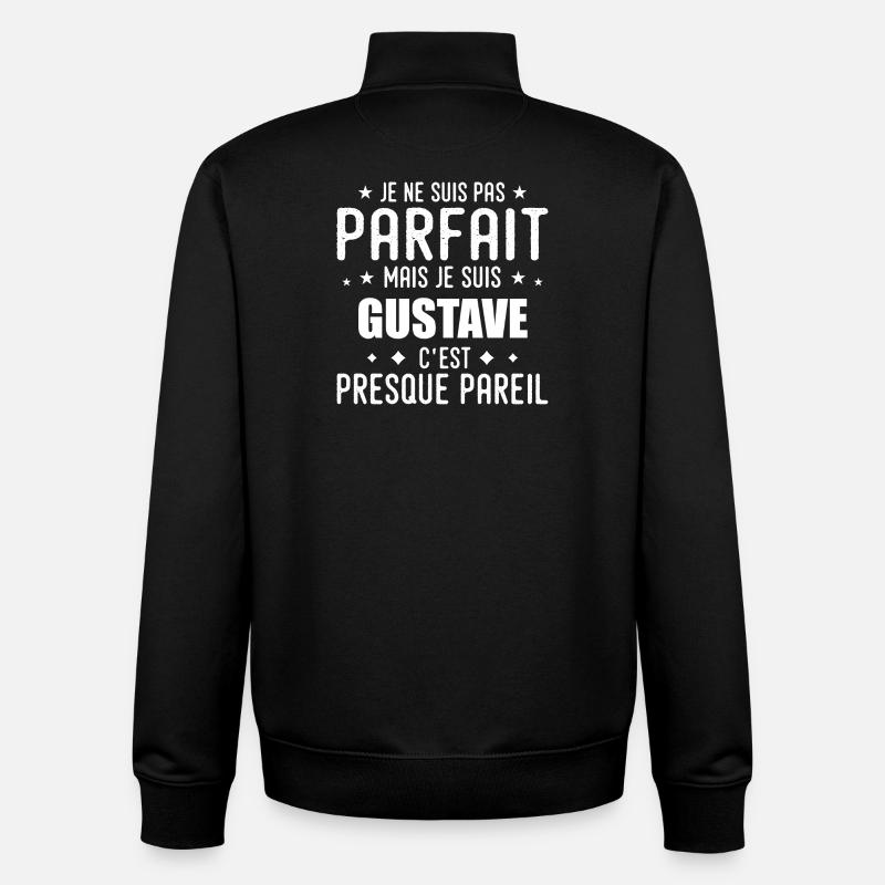 Gustave : authentique, imparfait, top, perfection - Sweat zippé unisexe en coton bio Stanley/Stella - noir