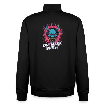 Oni Mask Burst Pop Culture Japanese Aesthetic - Unisex Organic Zip Sweatshirt by Stanley/Stella - black - Back - AI Model Male 185 light (185cm)