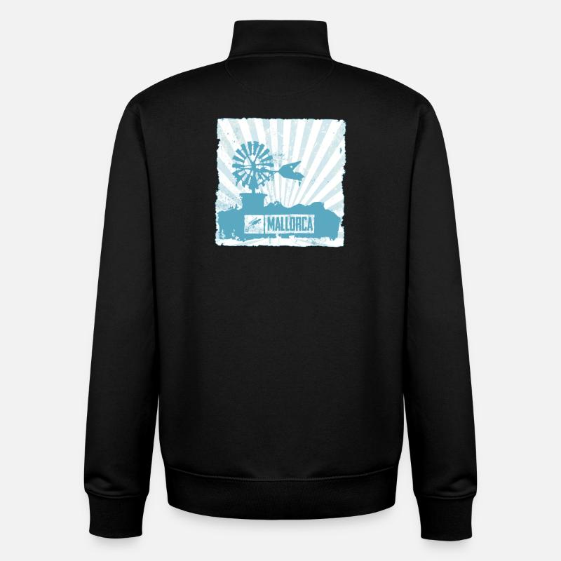 Mallorca Windmühle und Design - Unisex Organic Zip Sweatshirt von Stanley/Stella - Schwarz