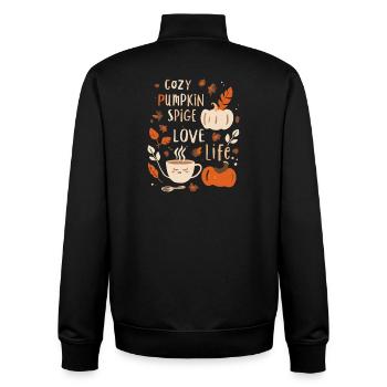Autumnal Pumpkin Cozy Print Pumpkin Design - Unisex Organic Zip Sweatshirt by Stanley/Stella - black - Back - AI Model Male 185 light (185cm)