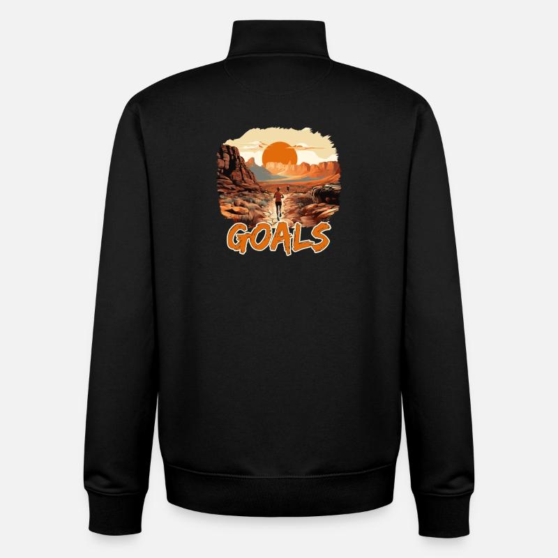 Setting goals Runners Adventure Landscape - Unisex Organic Zip Sweatshirt by Stanley/Stella - black