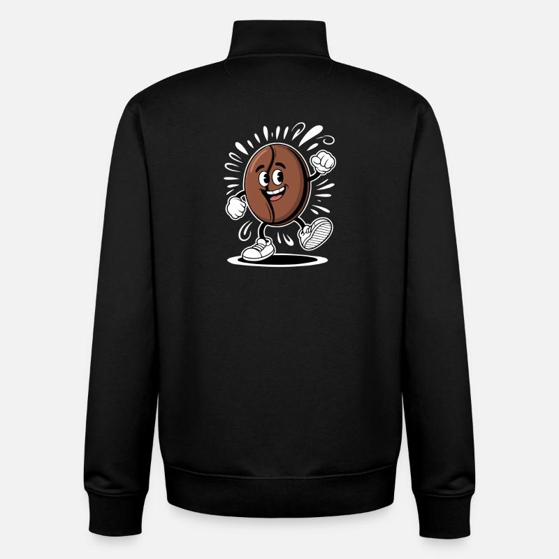Dancing Coffee Bean Cartoon Coffee - Unisex Organic Zip Sweatshirt by Stanley/Stella - black