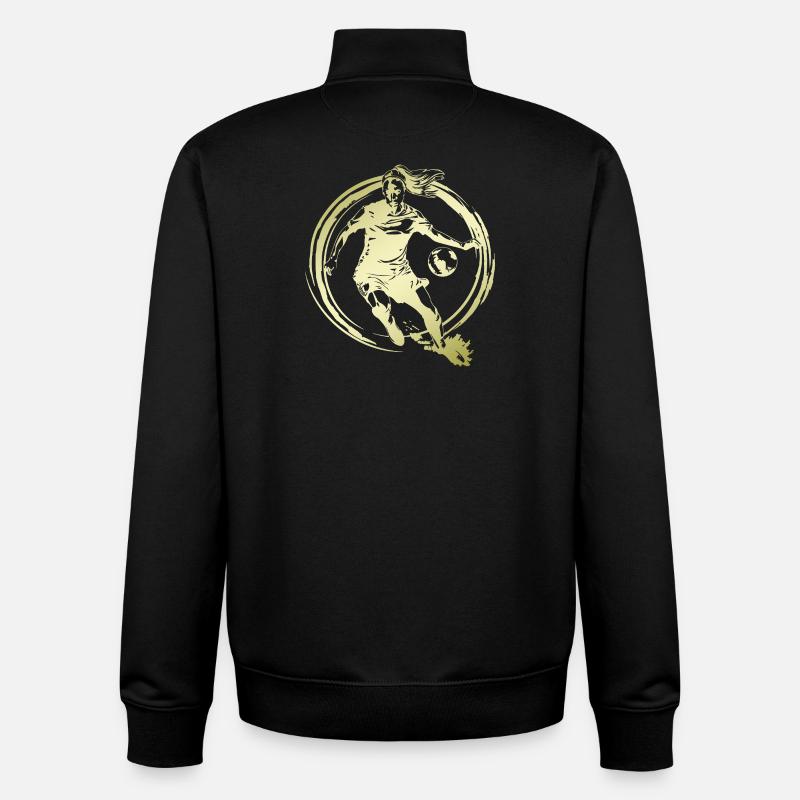 Silhouette d’une joueuse de football - Sweat zippé unisexe en coton bio Stanley/Stella - noir