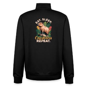 Funny aesthetic Kawaii Capybara - Unisex Organic Zip Sweatshirt by Stanley/Stella - black - Back - AI Model Male 185 light (185cm)