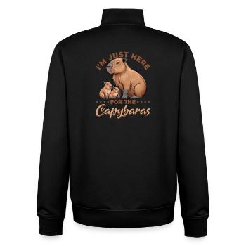 Funny aesthetic Kawaii Capybara - Unisex Organic Zip Sweatshirt by Stanley/Stella - black - Back - AI Model Male 185 light (185cm)