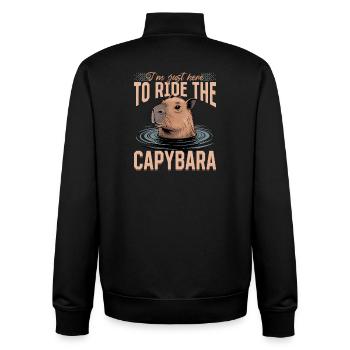 Funny aesthetic Kawaii Capybara - Unisex Organic Zip Sweatshirt by Stanley/Stella - black - Back - AI Model Male 185 light (185cm)