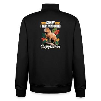 Funny aesthetic Kawaii Capybara - Unisex Organic Zip Sweatshirt by Stanley/Stella - black - Back - AI Model Male 185 light (185cm)