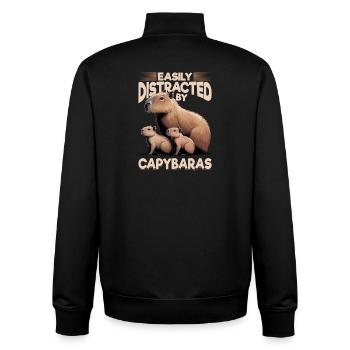 Funny aesthetic Kawaii Capybara - Unisex Organic Zip Sweatshirt by Stanley/Stella - black - Back - AI Model Male 185 light (185cm)